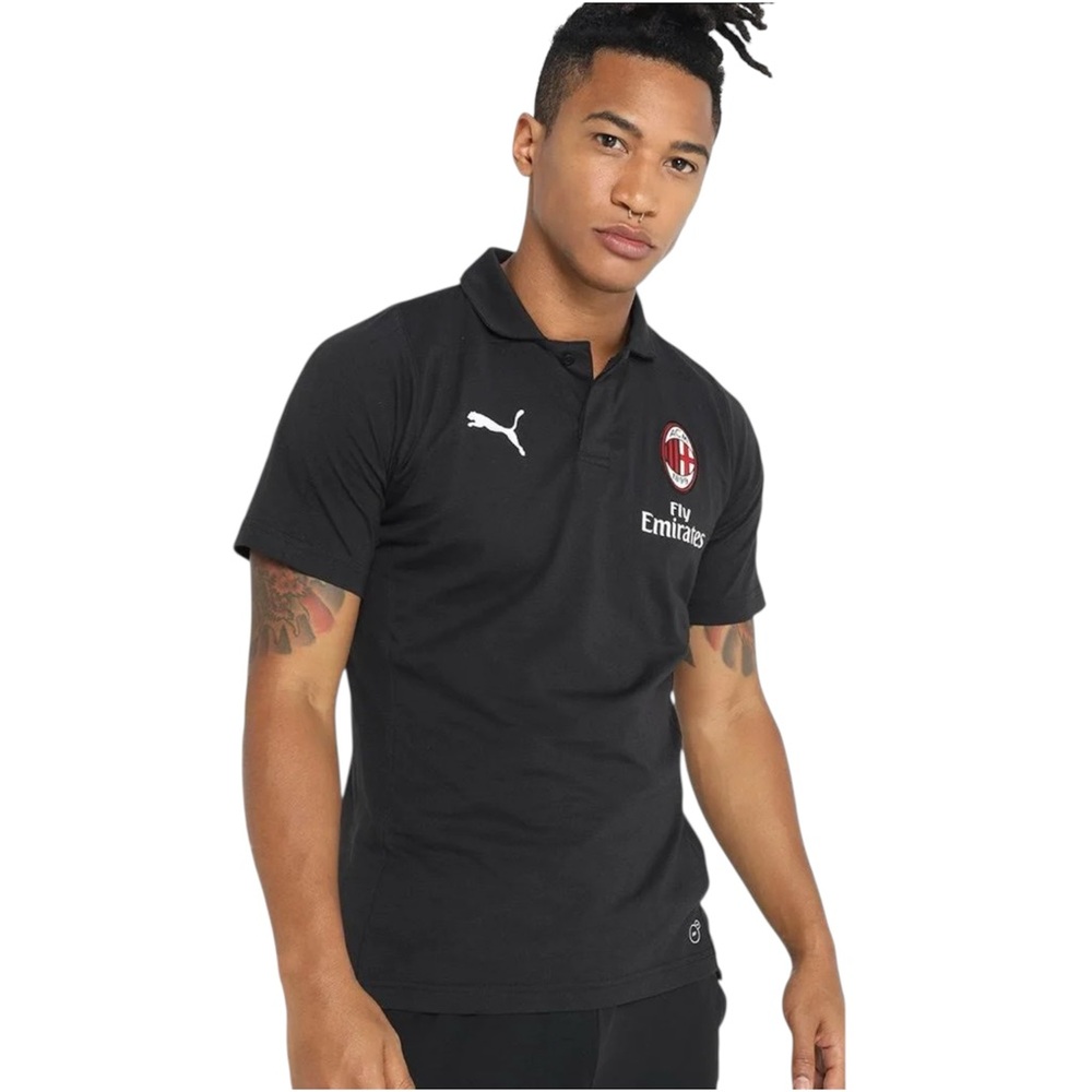 Puma Casuals AC Milan Soccer Polo Short Sleeve Shirt Men’s Medium - Black